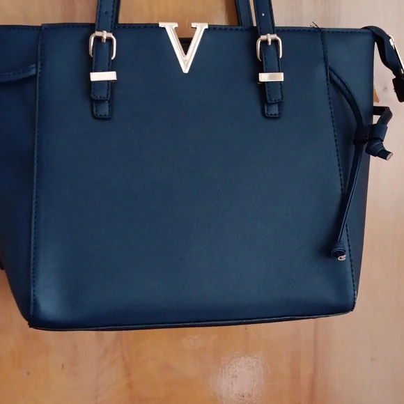 Mark & Keith Elegant Navy Blue Tote Bag, EUC
